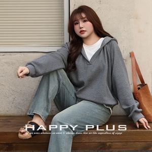 Sweat-shirt à capuche doublé polaire pour femmes, grande taille, couleur unie violette, manches raglan, style coréen ample, vêtements décontractés pour l'automne et l'hiver - Product Image 3