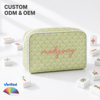 Pochette de maquillage rayée rose personnalisée en gros pour le voyage, trousse de toilette grande capacité, sac MAHJONG, étui cosmétique transparent pour femmes