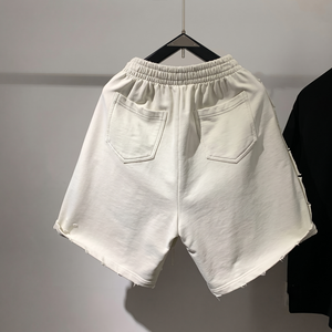 Custom Logo Heavyweight Vintage Wash Distressed Shorts Men Streetwear Blank Solid Pint Embroidery Ripped Sweat Shorts OEM 7723 - Product Image 3