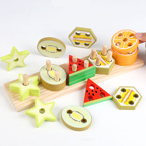 ของเล่นไม้เสริมพัฒนาการรูปผลไม้แบบซ้อนกัน ของเล่นฝึกคิด ฝึกการจัดเรียงรูปทรงและสี สำหรับเด็ก - Product Image 4