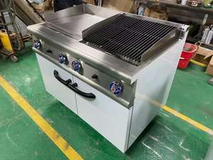 Cucina Professionale <span class=keywords><strong>da</strong></span> Ristorante in Acciaio Inox con 6 Fuochi <span class=keywords><strong>a</strong></span> <span class=keywords><strong>Gas</strong></span>, Griglia <span class=keywords><strong>a</strong></span> Pietra Lavica e Forno - Product Image 3