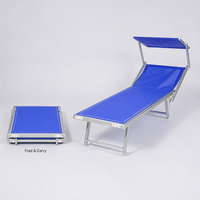 Chaise longue pliante en tissu Oxford et alliage d'aluminium avec pare-soleil réglable, inclinable multi-positions, pour extérieur et bord de piscine
