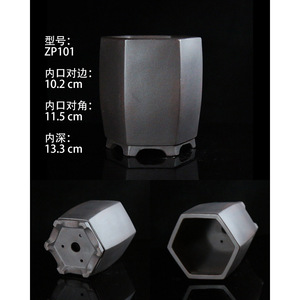 Maceta Hexagonal de Arcilla Morada de 12.0x13.5x14.8 cm con Orificio para Plantar Bonsáis - Product Image 1