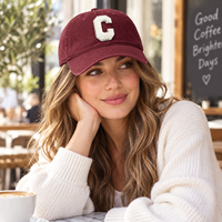 Casquette de baseball personnalisée en coton doux, style Dad Hat, avec patch chenille lettres, bordeaux délavé, pour le sport et les loisirs, vente en gros