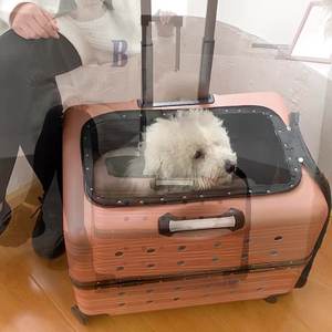 Carrito portátil de lujo <span class=keywords><strong>para</strong></span> perros y gatos, Material de PC con caja de aviación de rueda Universal 360, transportador de mascotas de viaje <span class=keywords><strong>al</strong></span> aire libre - Product Image 5