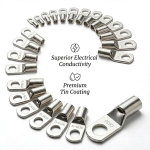 Cosses en cuivre AWG 2 <span class=keywords><strong>4</strong></span> 6 8 1/0 2/0 <span class=keywords><strong>4</strong></span>/0 SC, bornes annulaires tubulaires T3 plaquées étain brillant, connecteur électrique, RoHS Reach ISO45001 - Product Image 2
