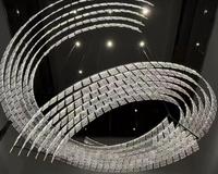 Lustre moderne en aluminium carré avec cristaux ondulés, télécommande, éclairage pour villa, économie d'énergie, personnalisable