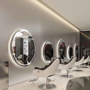 Silla de Salón Contemporánea con Altura Ajustable y Espejo LED de Pared para Uso Comercial en Peluquerías - Product Image 5