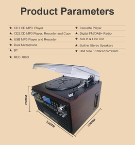 2017 vinilo registro jugador clásico giratorio madera <span class=keywords><strong>Hi</strong></span> <span class=keywords><strong>Fi</strong></span> sistema estéreo con CD recorder - Product Image 6