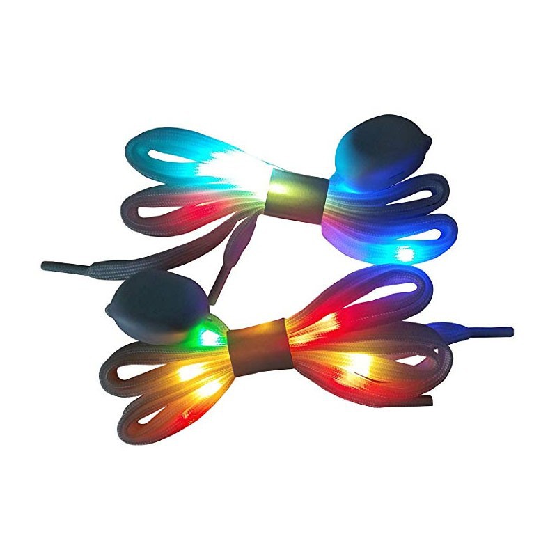 Event Party Supplies LED blinkende Nylon Polyester Regenbogen Farbe LED Schnürsenkel blinkende Schnürsenkel leuchtende Schnürsenkel Flat Glow