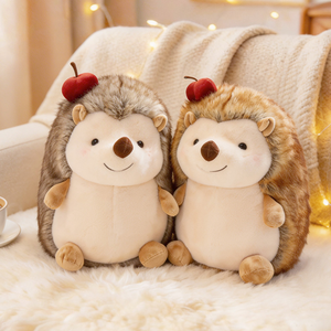 ตุ๊กตาเม่นน่ารักนุ่มนิ่มพร้อมแอปเปิ้ล ตุ๊กตาสัตว์น่ารักขนฟู ของขวัญวันเกิดสำหรับเด็ก ตกแต่งบ้าน - Product Image 2