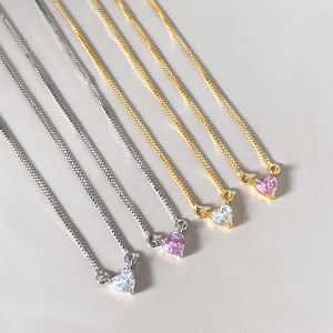 Collier tennis tendance en forme de cœur en zircon CZ plaqué <span class=keywords><strong>or</strong></span> 18 carats, ensemble de bijoux à la mode, vente chaude - Product Image 5