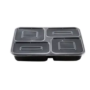 Rectangle entsorgung lebensmittel verpackung box 4 fach pp kunststoff lunchbox lebensmittel behälter
