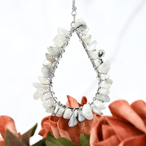 Boucles d'oreilles en argent avec pierres de quartz naturelles en forme de cœur et gravier de cristal pour la mode (vente en gros) - Product Image 3