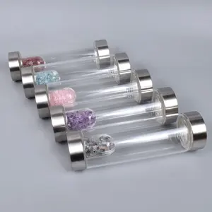 Groothandel 550Ml Natuurlijke Kristallen Edelsteen Hoge Borosilicaatglas Thee-Infuser Kristal Grind Waterfles