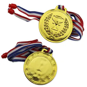 Vergulde Plastic Hot Koop Goedkope Aanwezig Medaillon Metalen Award Medaille Met Lint Geschenken Voor Kinderen Sport Kampioen Medaille