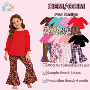 Conjuntos de <span class=keywords><strong>Ropa</strong></span> para Niños de 2 Piezas, Conjuntos de <span class=keywords><strong>Ropa</strong></span> para Niñas con Hombros Descubiertos para el Día de San Patricio, Tops con Estampado de Vaca y Pantalones con Campanas - Product Image 1