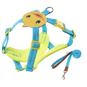 New Pet Products Small Medium Dogs Leads Cute Cartoon Bear Duck Shaped Vest Pet Dog Harness And Leash Set