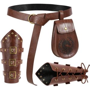 JoyFuncos Accesorios de Disfraces Medievales, Bolsa de Cuero para Cinturón, Brazaletes Unisex de Estilo Vintage para Disfraces de Pirata y Caballero Renacentistas - Product Image 2