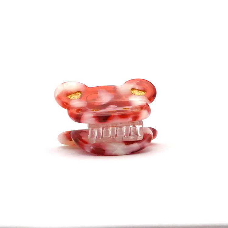 Creative Hot Sale 2.9cm Cute Animal Ears Gold Engraved Acetate Hair Claws Cute Face Mini Claw Clip Animal Claw Clip