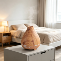 Diffuseur d'arômes ultrasonique à grain de bois 300 ml, machine à parfum aux huiles essentielles, veilleuse LED, humidificateur d'aromathérapie domestique