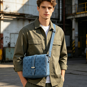 Sac bandoulière en jean gaufré personnalisé OEM ODM, vente en gros, mode, fermeture éclair, bouton, commandes en gros, marque privée - Product Image 2