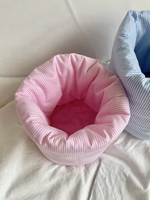 Panier de rangement en tissu style coréen, sac organisateur de cosmétiques rayé, bac de rangement de bureau, grande capacité, support de maquillage pour coiffeuse