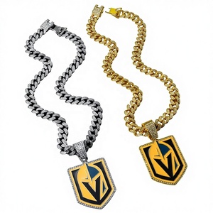 Collane con Ciondolo Squadra di Hockey su Ghiaccio, Catene Cubane Placcate Oro/<span class=keywords><strong>Argento</strong></span>, Gioielli Hip Hop per Regali agli Appassionati di Sport - Product Image 4
