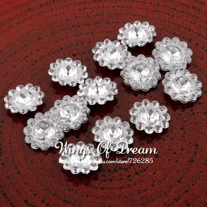 2000pcs/Bag11mm Clear Hotfix Bling Acrylic Pointback Rhinestone Buttons Artificial Plastic Decorative Crystal Strass Beads