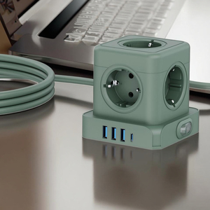 GS/KC Tower Socket 5-Outlet Surge Protector Socket 3 <b>USB</b> 1 Type C Ports 16A Power Strip EU Standard with Overland - Product Image 1
