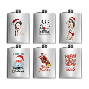 Christmas New Year Gifts 8oz Metal Stainless Steel Hip Flask Whiskey Alcohol Drinkware Wine Men Women Gifts Christmas Flask