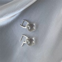 Boucles d'oreilles pendantes élégantes pour femmes avec boule de cristal 10mm 12mm 14mm, boules en verre transparent haute transparence, bijoux de mode