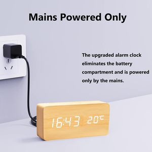 New Material MDF Voice Control AAA Battery and USB Charger Digital Desk <b>Clock</b> Wood Alarm <b>Clock</b> Wooden <b>Led</b> Digital Alarm <b>Clock</b> - Product Image 2