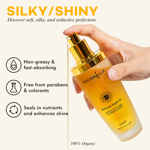 KooSwalla <span class=keywords><strong>Olio</strong></span> di <span class=keywords><strong>Argan</strong></span> Professionale 50ml/100ml per Cura dei Capelli, Idratante e Lucidante, Etichetta Privata OEM, Siero per Capelli all'Ingrosso - Product Image 2