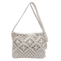 Populaire léger fait à la main coton corde élégant femmes sacs à main unique épaule glands Crochet macramé sac