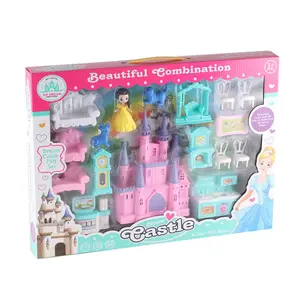 最佳女孩玩具热卖圣诞玩具屋游戏套装家庭游戏塑料城堡