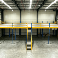 Étagère de mezzanine à 3 niveaux réglable et personnalisable HONGXIN, en acier laminé à froid, sans boulons, résistant à la corrosion, avec revêtement en poudre