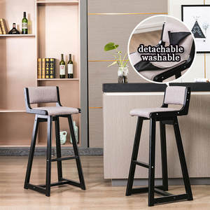 BILIDO nordique vertical lin <span class=keywords><strong>chaise</strong></span> <span class=keywords><strong>de</strong></span> <span class=keywords><strong>bar</strong></span> <span class=keywords><strong>chaise</strong></span> <span class=keywords><strong>de</strong></span> comptoir en bois cuisine îlot tabouret dossier bas - Product Image 2