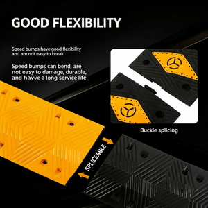 <span class=keywords><strong>Reductor</strong></span> <span class=keywords><strong>de</strong></span> <span class=keywords><strong>velocidad</strong></span> <span class=keywords><strong>de</strong></span> caucho reciclado resistente, amarillo y negro, 500x380x50mm, con clavijas reflectantes para seguridad vial <span class=keywords><strong>de</strong></span> 1-5 mph, uso en entradas <span class=keywords><strong>de</strong></span> vehículos y garajes - Product Image 2