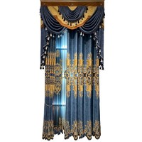 Cortinas Translúcidas de Lujo Estilo Europeo con Bordado Chenille y Patrón de Paisaje, Elegantes Cortinas Jacquard Huecas para Sala de Estar