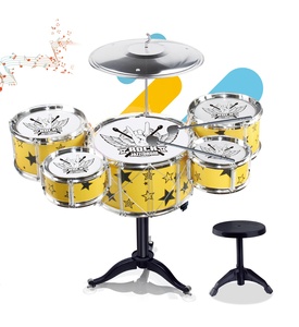 Star Yellow Jazz <b>Drum</b> Set with Cymbal Drumsticks Adjustable Stool Percussion Instrument - Product Image 5