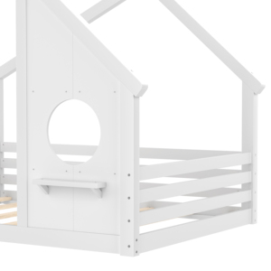 <span class=keywords><strong>Letto</strong></span> a casetta con finestra e piccolo ripiano, <span class=keywords><strong>letto</strong></span> a terra in legno massello con tetto a forma di casetta, non necessita di rete a molle, bianco - Product Image 4