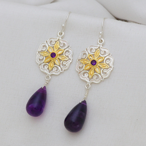 Gran oferta 2025, de doble tono pendientes de plata de ley 925, amatista para regalo - Product Image 3