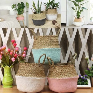 Panier de plantation en jonc de mer tissé à la main, pot de plantes, d'intérieur et d'extérieur, récipients pour décoration de la maison, 5 pièces - Product Image 4