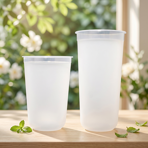 Gobelets en plastique rigide jetables en PP transparent givré à paroi simple, moulés par injection en forme de <span class=keywords><strong>U</strong></span>, pour smoothies, café glacé et <span class=keywords><strong>bubble</strong></span> <span class=keywords><strong>tea</strong></span> - Product Image 1