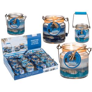 <b>Candle</b> in glass with metal handle, Maritime, - Product Image 1