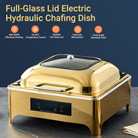 Chauffe-Plats Commercial Doré 6L avec Thermostat, Plat de Présentation Carré en Acier Inoxydable, Chauffe-Plats Électrique pour Buffet, Équipement Hôtelier