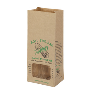 Windowed kraft paper food bag made of food grade kraft paper with die cut <b>window</b> heat sealed edge and serrated top design - Product Image 2