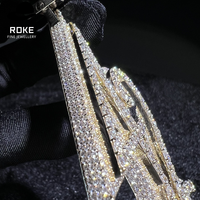 Collier avec pendentif numéro 42 en or 9-18 carats, diamant de laboratoire certifié IGI/GIA, serti micro-pavé, style hip-hop, design diamant glacé