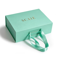 Boîte cadeau magnétique pliable rigide personnalisée, grande boîte en carton noir de luxe avec poignée et couvercle magnétique